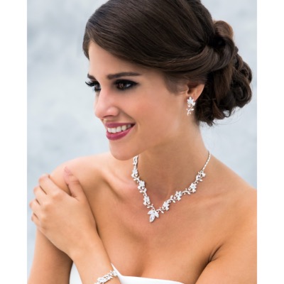 Parure de mariée en cristaux et argent 