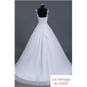 Robe de mariée Anaelle blanche T 34 à 54 bretelles broderie dentelle tulle