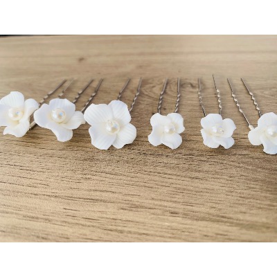 Lot de 6 épingles à cheveux de mariage céramique doré ou argenté