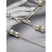 Collier de dos de mariée Romy, argenté perles et strass