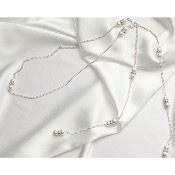 Collier de dos de mariée Romy, argenté perles et strass