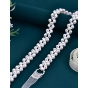 Ceinture de mariée perlée avec ruban organza blanche ou ivoire