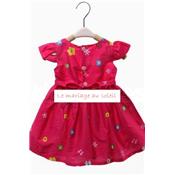 Robe bébé Fleur fillette fushia,  12 et 18 mois