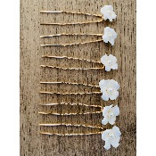 Lot de 6 épingles à cheveux de mariage céramique doré ou argenté