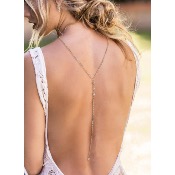 Collier de dos Eva fantaisie doré avec 4 strass 