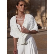 Boléro de mariée chaud Ivoire en tricot
