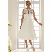 Destockage! Robe de mariée courte T 46 Siena ivoire dentelle Bianco Evento