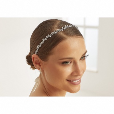 Bijou de cheveu, headband de mariée, serre tête cristaux et perles Bianco Evento