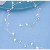 Fil souple argenté et strass pour coiffure de mariage 38 cm