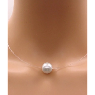 Collier de mariée fil transparent et perle 6 à 12 mm