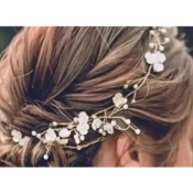 Fil souple avec perles et fleurs, coiffure de marie, dor ou argent