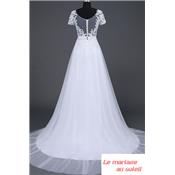 Destockage! Robe de mariée Giulia T 40, 44, 48 blanche avec manches courtes