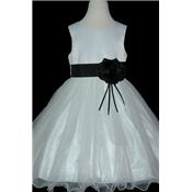 Robe Flora blanc/noir +1 fleur + 1 gros noeud 1 an et 2 ans