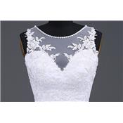 Robe de mariée Stéphany T 36, 40, 44, 48 blanche broderie tulle ceinture