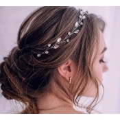 Fil souple argenté et strass pour coiffure de mariage 38 cm