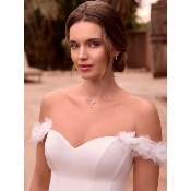Bretelles tombantes de mariée en tulle , fleurs 3D