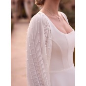 Manches de robes de mariée ivoires en mousseline perlée 