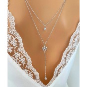 Collier de dos de mariée artisanal fleur doré ou argenté