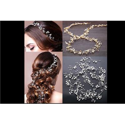 Accessoire coiffure mariage fil argenté perles et strass