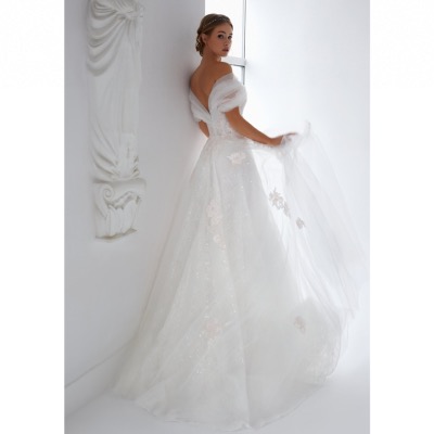 Robe de mariée Alix ivoire tulle princesse T 34 à 52  manches épaule 
