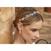 Serre tête, coiffe de mariée avec cristaux et perles, Bianco Evento