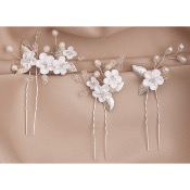 Magnifiques épingles à cheveux de mariage fleurs et perles