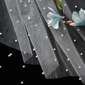 Voile de mariée ivoire court avec perles 
