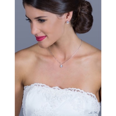 Parure de bijoux mariage en zircone cubique et rhodium