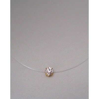Collier de mariée fil transparent et strass doré 8mm