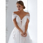 Robe de mariée Alix ivoire tulle princesse T 34 à 52  manches épaule 