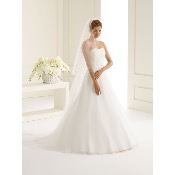 Voile de mariage long 3 m avec cristaux et bordure festonn�e blanc ou ivoire