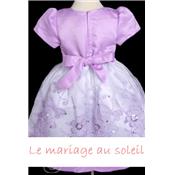  Robe bébé fillette Campanule lilas blanche, 12 mois