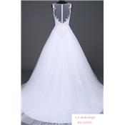 Robe de mariée Stéphany T 36, 40, 44, 48 blanche broderie tulle ceinture