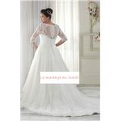 Robe de mariée Yasmine T50 ivoire tulle dentelle dos, grande taille