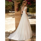 Robe Paula «  Bianco Evento « ivoire dentelle et légers strass, mousseline T 36 à 50