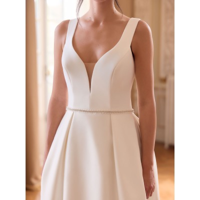 Ceinture de mariée fine en organza et perles de verre