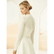 Gilet de mariée E 317 Effet cachemire ivoire