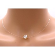 Collier de mariée fil transparent et strass doré 8mm