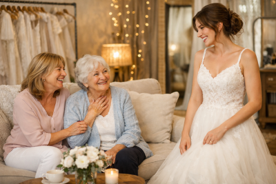 Essayage émouvant de la robe de mariée